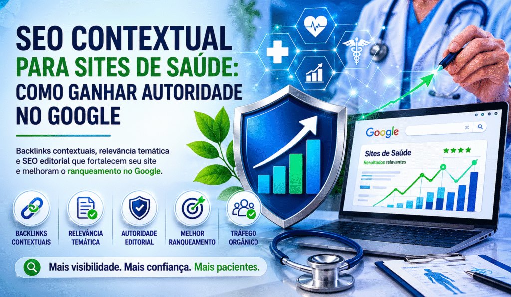 SEO contextual para sites de saúde com backlinks premium e autoridade no Google
