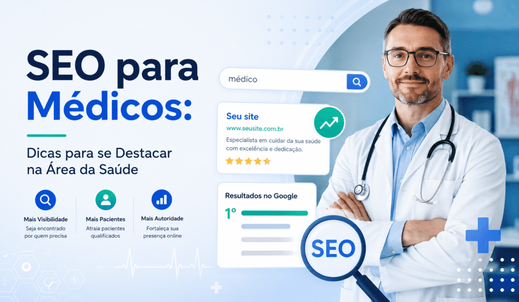SEO para médicos com estratégias para aumentar a visibilidade no Google e atrair mais pacientes pela internet.